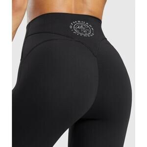 GYMSHARK Women’s Size XS Legacy Logo Leggings BLACK Body Fit B7A4E